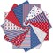 12 Pcs Patriotic Cotton Fabric Bundles 10 x 10 Inch Star Firework Fabric Squares 4th of July Sewing Fabrics for 250th Anniversary Independence Day Party Decor DIY Crafts